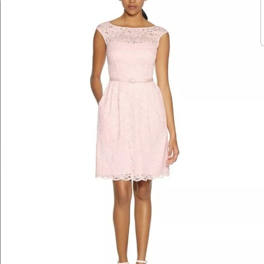 White House Black Market Pink Lace Tulip Dress Sleeveless Mini Size 0 NWT